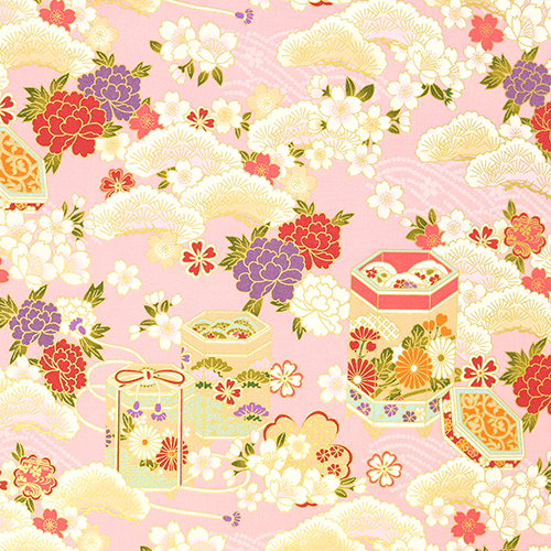 Traditional Floral Sakura Bento Box Gold