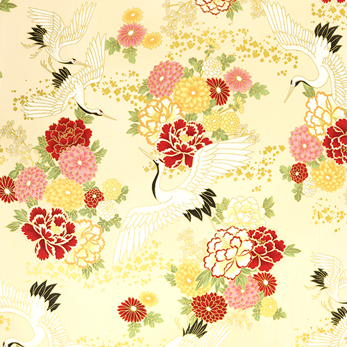 Chrysanthèmes Pivoine Grue Tsuru Or