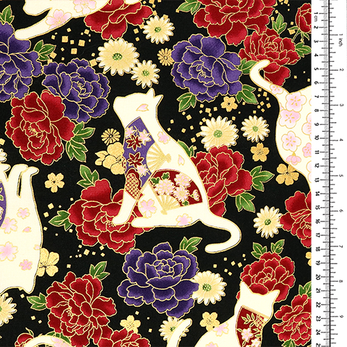 Silhouette di gatto Oro Rose Ventagli 1