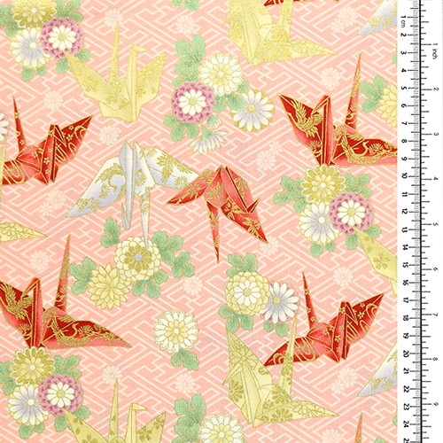 Golden Origami Paper Crane Pink 1