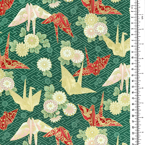 Golden Origami Paper Crane Green 1