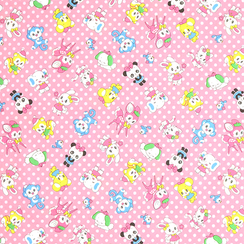 Animaux Rtro Vintage Mignons  Pois Tissu par Japanese Indie