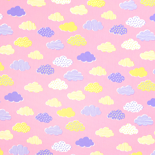 Niedliche Wolken Gemusterte Regentropfen Streifen Stoff von Japanese Indie