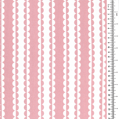 Cerchi su sfondo rosa e bianco, 100% Oxford in cotone, Tessuto giapponese, Onnela 1