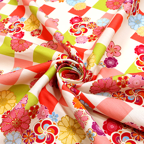 Japanese Checker Gold Flowers Blossoms 2