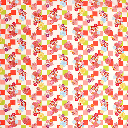 Japanese Checker Gold Flowers Blossoms 4