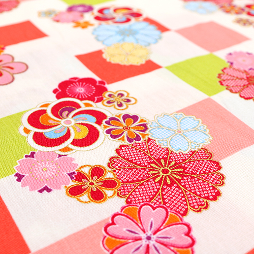 Japanese Checker Gold Flowers Blossoms 5