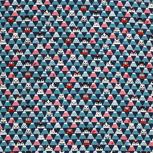 Gato Mt Fuji Mueca Daruma Tela de Japanese Indie