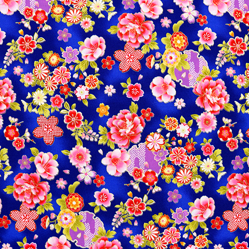 Japanisches Maru Blumen Gold Stoff von Japanese Indie