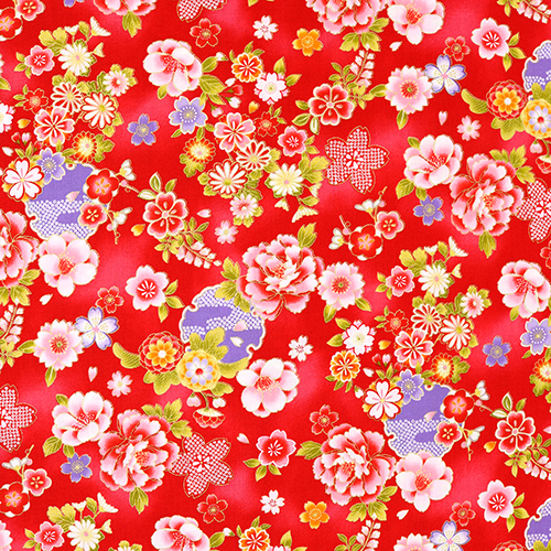 Japanisches Maru Blumen Gold Stoff von Japanese Indie