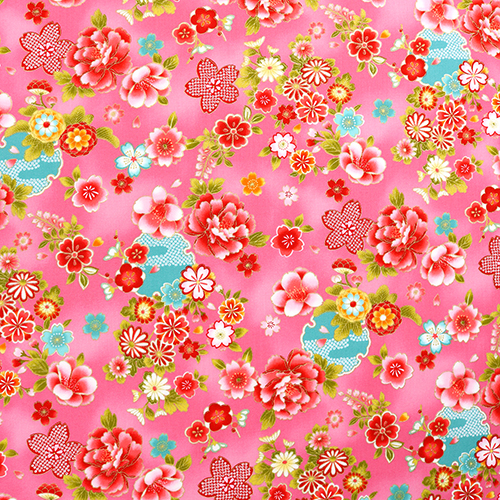 Japanisches Maru Blumen Gold Stoff von Japanese Indie