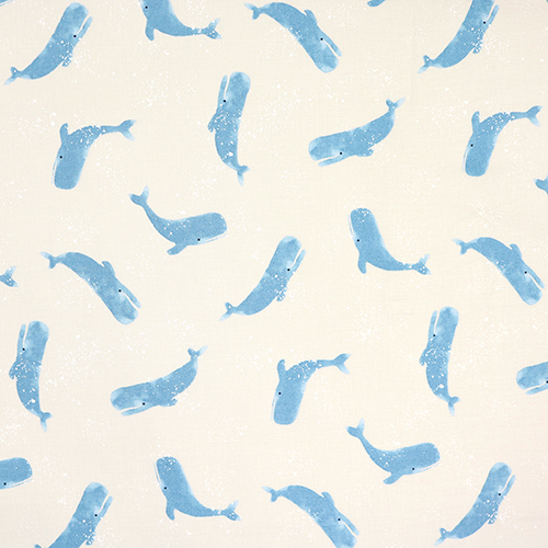 Baleine Catchalot Bleue Brume Ocanique Tissu par Japanese Indie