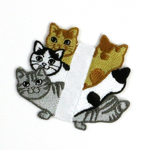 Animals Peeking Out Side Sew In Tag - Cats 1