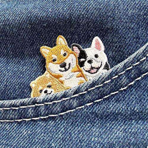 Animals Peeking Out Pocket Sew In Tag - Dogs 3