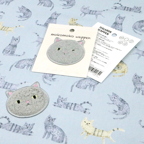 Mokomoko Wappen Fuzzy Iron On Patch - Grey Cat 4