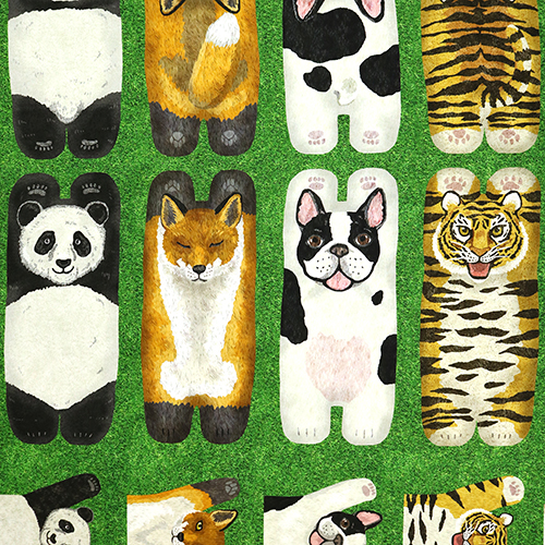 Animales Delante Y Detrás Panel De Césped 4