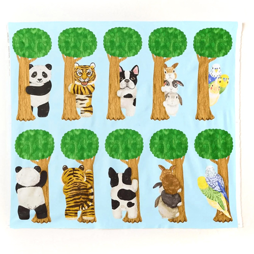 Animali Che Sbirciando Dagli Alberi Su Pannello 4