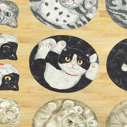 Gatos Maru Acurrucados Sobre Panel De Madera