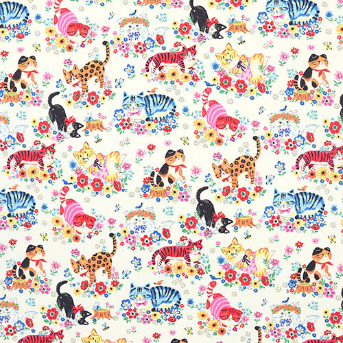 Flower Power Quirky Garden Cats Bright 4