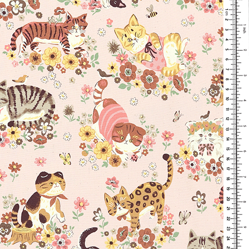 Flower Power Quirky Garden Cats Pink 1