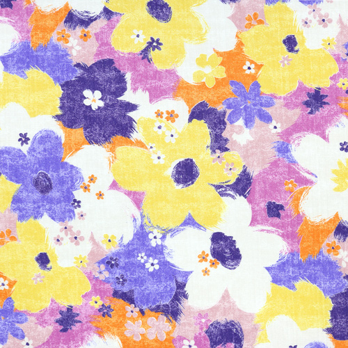 Grandes Flores Retro Pintadas Con Amplias Pinceladas