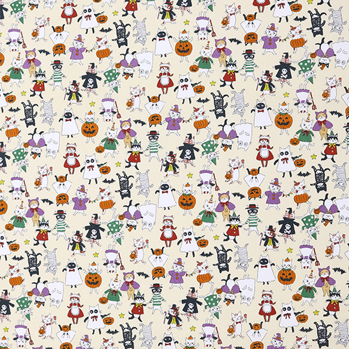 Funny Cats Halloween Costumes Fabric by Kokka
