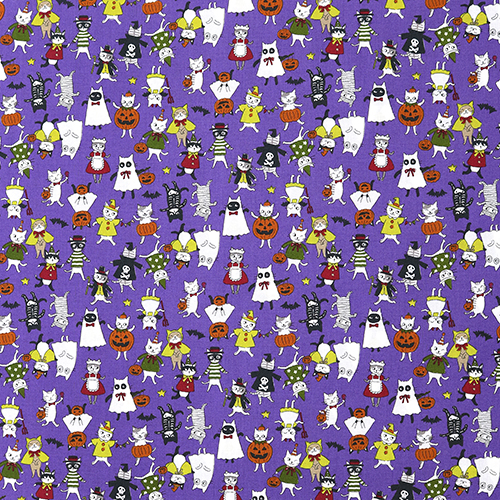 Funny Cats Halloween Costumes Fabric by Kokka