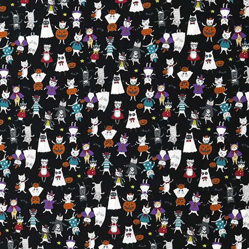 Funny Cats Halloween Costumes Fabric by Kokka