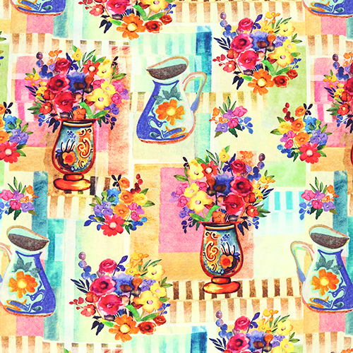 Arreglo De Jarrón De Flores Pintado Abstracto