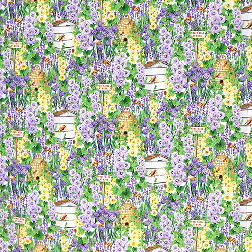 Jardin de Ruches de Miel Pur Tissu par Michael Miller