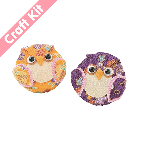Kit Creativo Con Magneti Gufo Giapponese - Set Da 2 Progetti Di Cucito Fai Da Te Senza Cucire Fatto