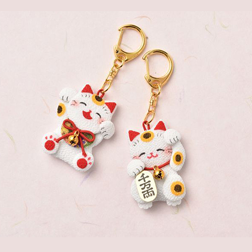 Set Giapponese Di 2 Portachiavi Maneki Neko Gatto Fortunato Kit Per Artigianato Senza Cuciture 4