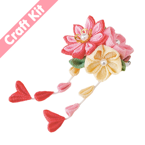 Bouquet De 3 Fleurs Tsumami Kanzashi Pince À Cheveux Broche Kit D&#8217;Artisanat Japonais