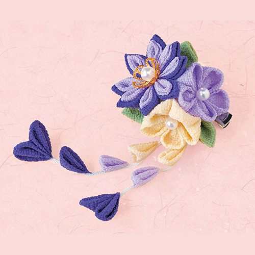 Tsumami-3-Blumenstrauß Kanzashi-Haarklammer Brosche Japanisches Bastelset 4