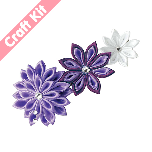 Longue Barrette À Cheveux Kazanshi Tsumami Triple Fleur Kit D'Artisanat Japonais