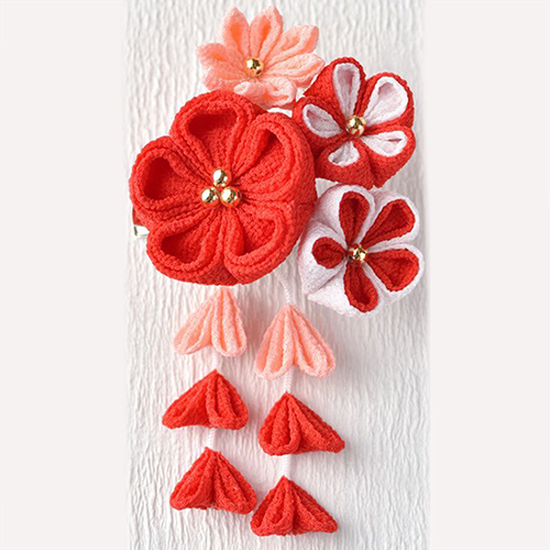 Tsumami Kanzashi 4 Pétalos Flor Clip Para El Pelo Broche Kit De Manualidades Japonés 4