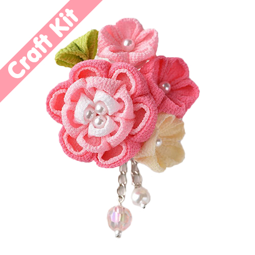Tsumami Kanzashi 4 Fleurs Perle Barrette Broche Kit D'Artisanat Japonais