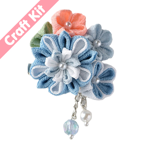 Tsumami Kanzashi 4 Fleurs Perle Barrette Broche Kit D'Artisanat Japonais