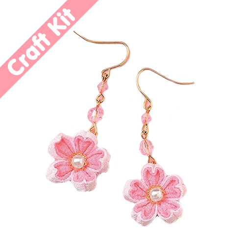 Tsumami Sakura Fleurs De Cerisier Kanzashi Boucles D'Oreilles Kit D'Artisanat Japonais