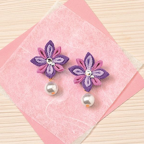 Orecchini Kanzashi Fiore Tsumami Diamante Perla Kit Di Artigianato Giapponese 4