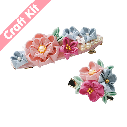 Ensemble De 2 Barrettes Kanzashi Tsumami En Forme De Fleur Avec Broche Kit D'Artisanat Japonais