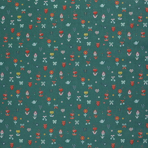 Mosaic Garden Flower Dot Sunsetrigde Fabric by Riley Blake