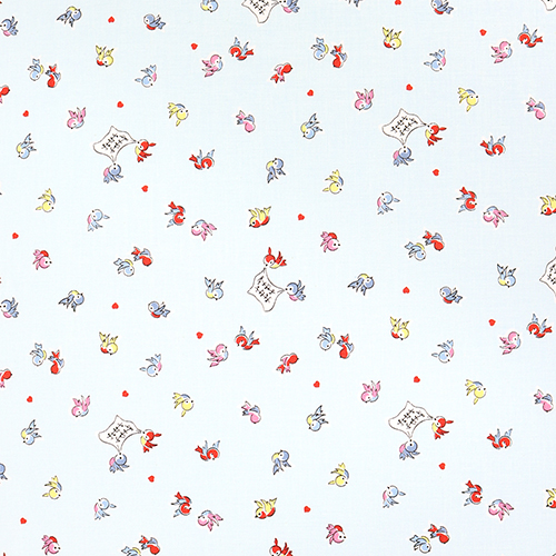 Whimsical Songbirds Sky Love Notes Fabric