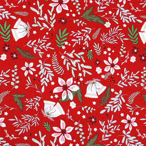 Follaje Invernal Vintage De Navidad Con Campanas Tela