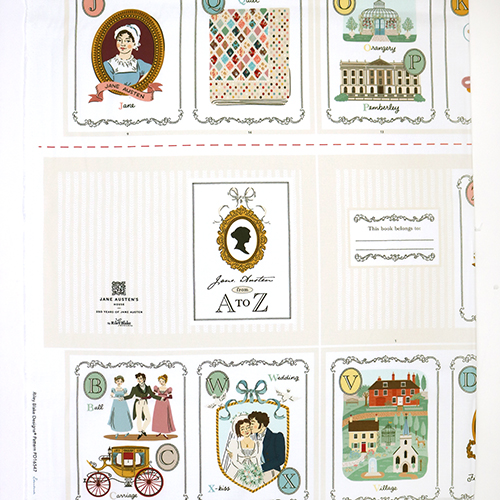 Jane Austen A-Z Soft Book Panel Fabric