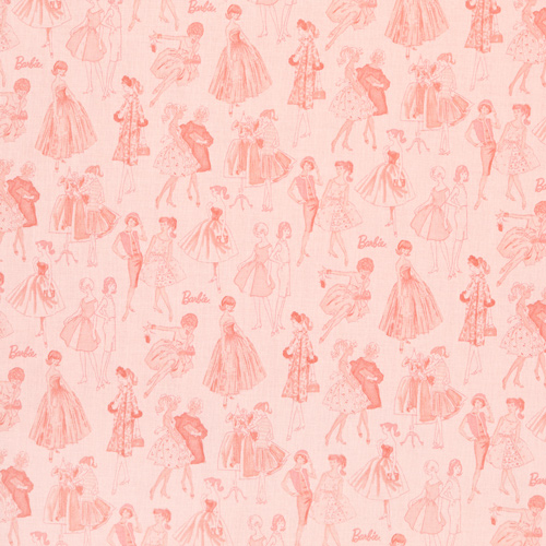 Moda Vintage Barbie En Rosa Tonal Tela de Riley Blake