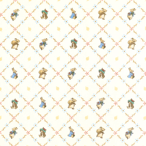 Peter Rabbit Benjamin Bunny Joli Treillis Cr�me Tissu par Riley Blake