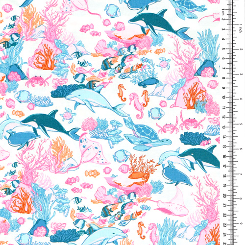 Reef Ocean Life Dolphins fish Coral Multi 1