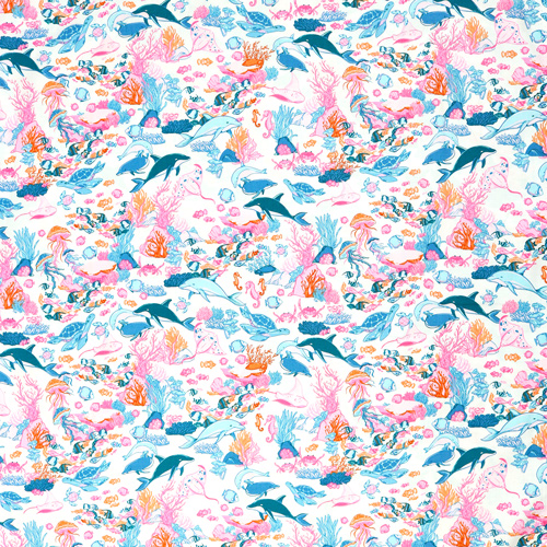 Reef Ocean Life Dolphins fish Coral Multi 4