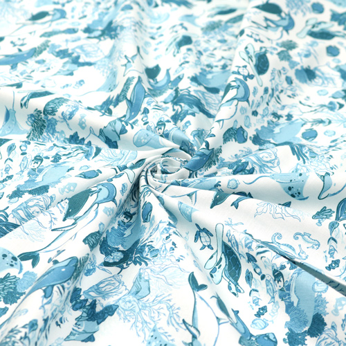 Reef Ocean Life Dolphins fish Coral Teal 2